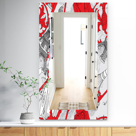 Drawing Of Paris With Red Keys - Traditional Mirror - Frameless Vanity Mirror