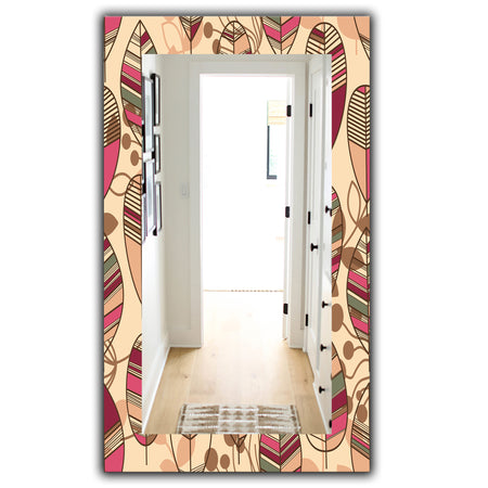 Retro Autum Flowers - Bohemian and Eclectic Mirror - Frameless Modern Wall Mirror