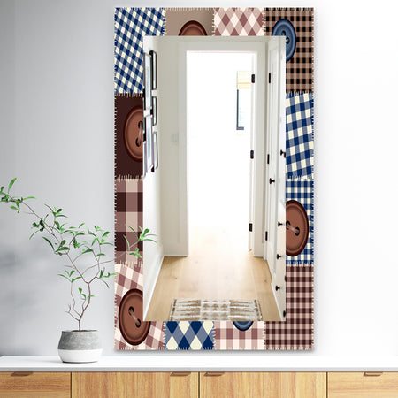 Buttons On Squared Patchwork - Traditional Mirror - Frameless Wall Mirror