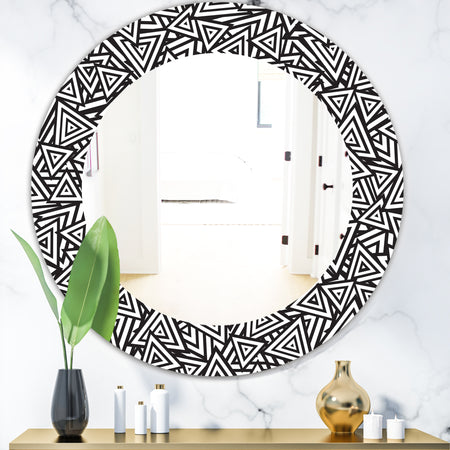 Black & White 3 - Modern Mirror - Frameless Contemporary Oval or Round Wall Mirror