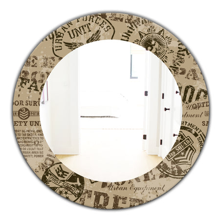 Military Badges Vintage - Traditional Mirror - Frameless Oval or Round Wall Mirror