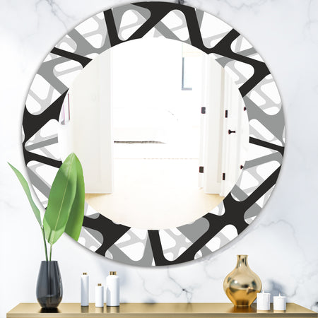 Black & White 4 - Mid-Century Modern Mirror - Frameless Oval or Round Wall Mirror