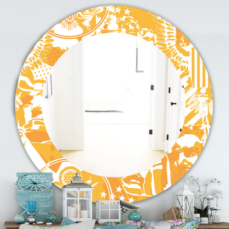 Retro Us Statue Of Liberty Eagle - Traditional Mirror - Frameless Oval or Round Wall Mirror