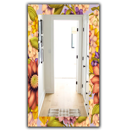 Vintage Wild Red Pink and Purple Flowers - Traditional Mirror - Wall Mirror