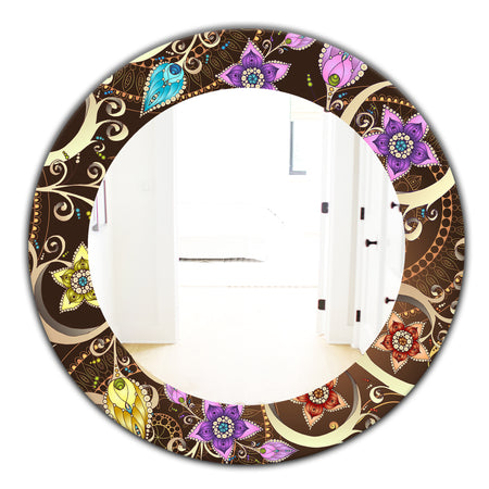 Obsidian Bloom 17 - Bohemian and Eclectic Mirror - Oval or Round Wall Mirror