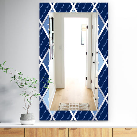 Anchor and Sailboat On Blue Waves - Traditional Mirror - Vanity Mirror
