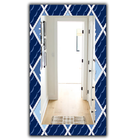 Anchor and Sailboat On Blue Waves - Traditional Mirror - Vanity Mirror