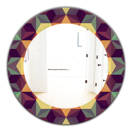 Triangular Colourfields 31 - Modern Mirror - Oval or Round Wall Mirror