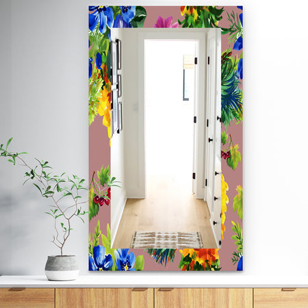 Flower With Little Red Berries - Traditional Mirror - Wall Mirror