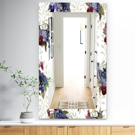 Red Peonies and Pansies Flowers - Traditional Mirror - Wall Mirror
