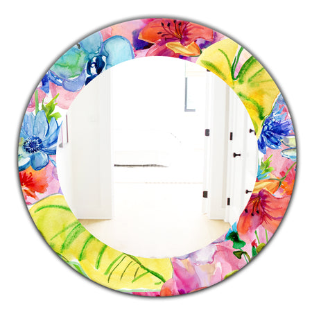 Pink Blossom 41 - Bohemian and Eclectic Mirror - Oval or Round Wall Mirror