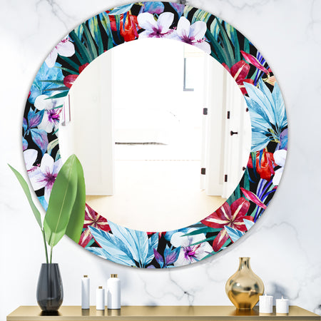 Obsidian Bloom 23 - Bohemian and Eclectic Mirror - Oval or Round Wall Mirror