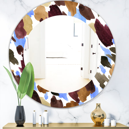 Burgundy Blue and Brown Leopard - Modern Mirror - Oval or Round Wall Mirror