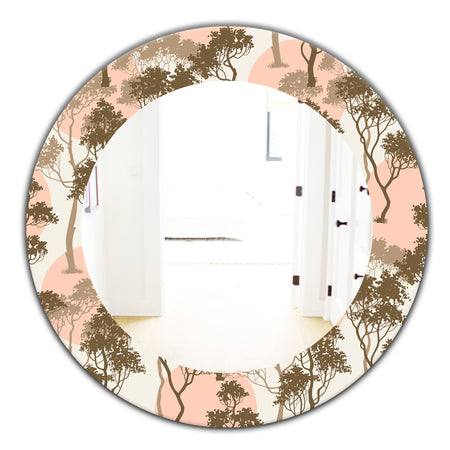 Trees Under The Full Moon In Forest - Traditional Mirror - Oval or Round Wall Mirror