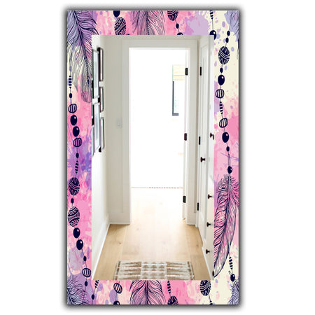 Feathers 30 - Bohemian and Eclectic Mirror - Frameless Eclectic Bathroom Mirror