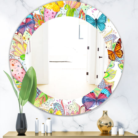 Bohemian Butterflies - Bohemian & Eclectic Mirror - Oval or Round Wall Mirror