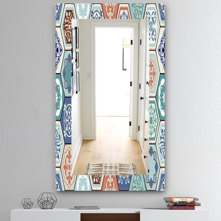 Light Blues and Tan - Mid-Century Mirror - Vanity Mirror