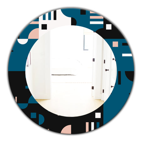 Retro Blue Style - Mid-Century Mirror - Frameless Oval or Round Wall Mirror