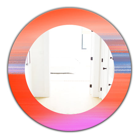 Pink Spheres 13 - Mid-Century Mirror - Frameless Oval or Round Wall Mirror