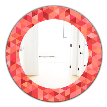 Pink Spheres 14 - Mid-Century Mirror - Frameless Oval or Round Wall Mirror