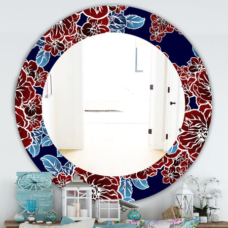 Floral Elements In Color - Traditional Mirror - Oval or Round Wall Mirror