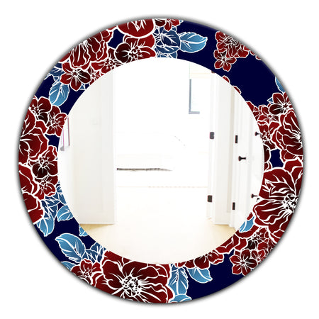 Floral Elements In Color - Traditional Mirror - Oval or Round Wall Mirror