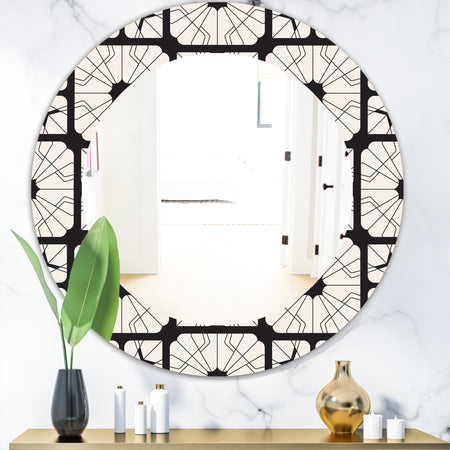 Black & White 9 - Mid-Century Modern Mirror - Oval or Round Wall Mirror