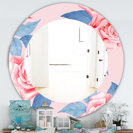Pink Blossom 59 - Traditional Mirror - Frameless Oval or Round Wall Mirror