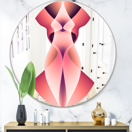 Pink Geo III - Mid-Century Mirror - Round Wall Mirror
