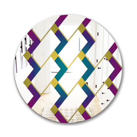 Purple Tiles II - Mid-Century Mirror - Round Wall Mirror