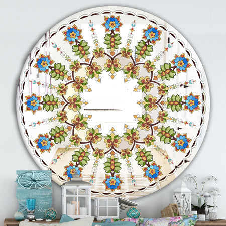 Tiny Flower Pattern - Cabin and Lodge Mirror - Oval or Round Wall Mirror
