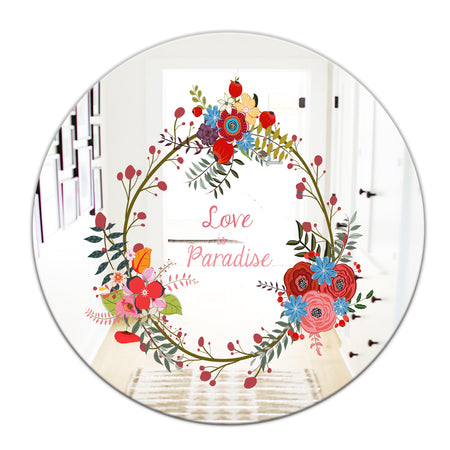Love Is Paradise - Farmhouse Mirror - Oval or Round Vanity Mirror