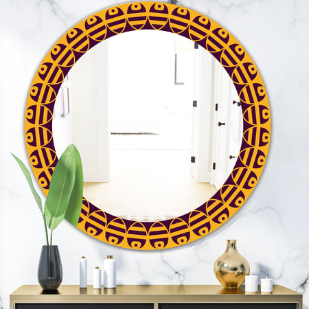 Brown and Yellow Pattern - Mid-Century Mirror - Oval or Round Wall Mirror