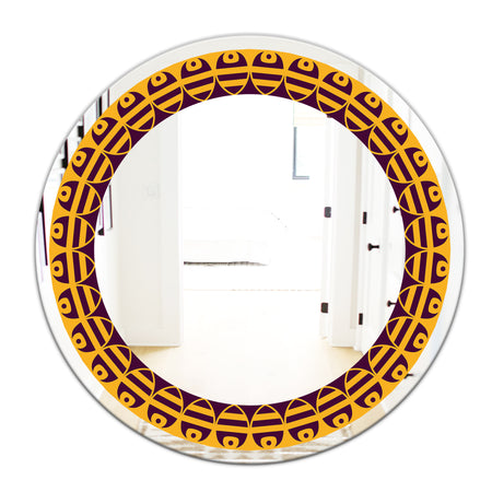 Brown and Yellow Pattern - Mid-Century Mirror - Oval or Round Wall Mirror
