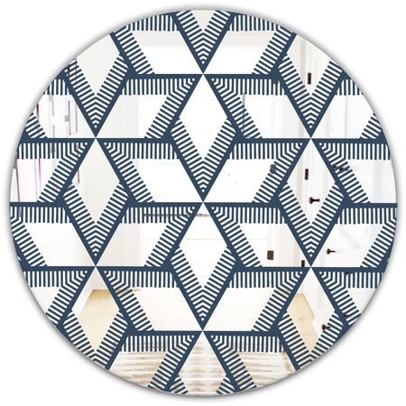 Rhombus Pattern - Mid-Century Mirror - Oval or Round Wall Mirror