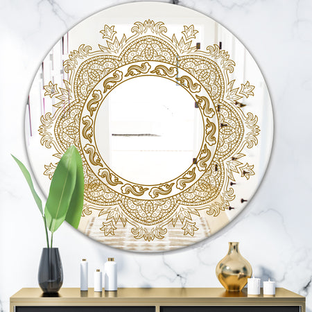 Brown Mandala - Glam Mirror - Oval or Round Accent or Vanity Mirror