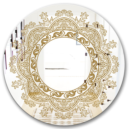 Brown Mandala - Glam Mirror - Oval or Round Accent or Vanity Mirror