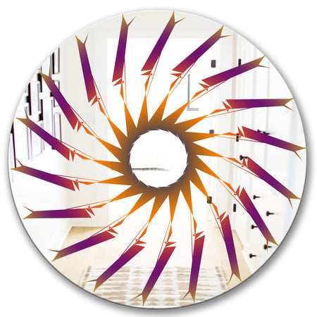 Purple and Orange Lines - Mid-Century Mirror - Oval or Round Wall Mirror