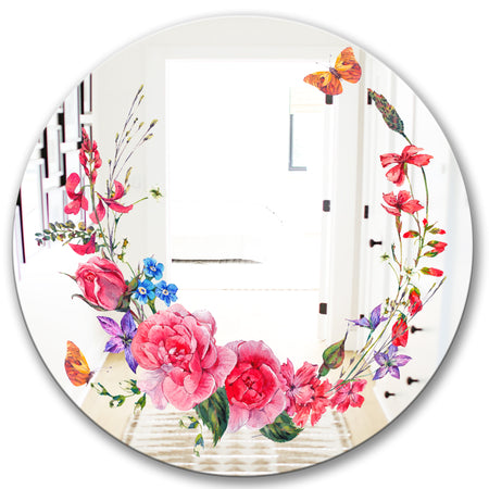Butterflys and Flowers - Cabin and Lodge Mirror - Oval or Round Wall Mirror