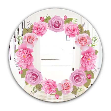 Baby Pink Flowers - Cabin and Lodge Mirror - Oval or Round Wall Mirror