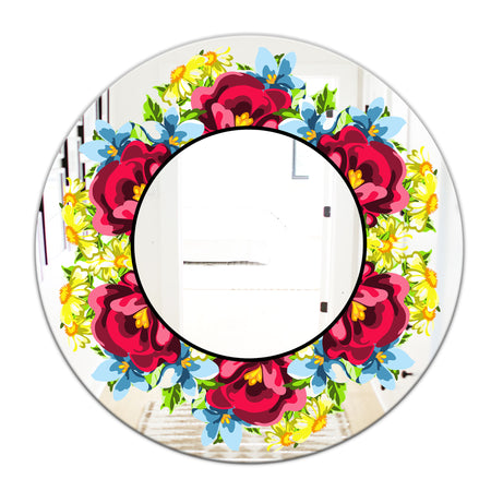 Pink Yellow and Blue - Cabin and Lodge Mirror - Oval or Round Wall Mirror