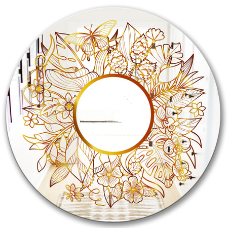 Tropical Gold Composition 3 - Glam Mirror - Oval or Round Decorative Mirror