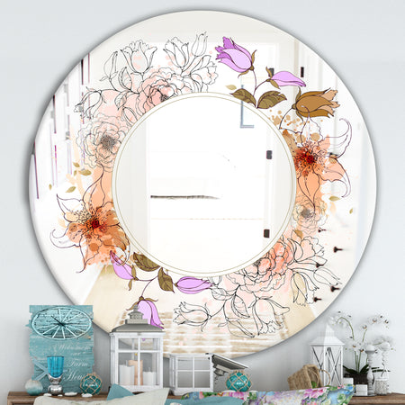 Sale With Flowers - Farmhouse Mirror - Oval or Round Wall Mirror