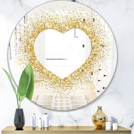Golden Glitter Heart - Glam Mirror - Oval or Round Accent or Vanity Mirror