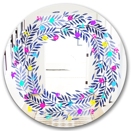 Colorful Leaves - Farmhouse Mirror - Oval or Round Vanity Mirror