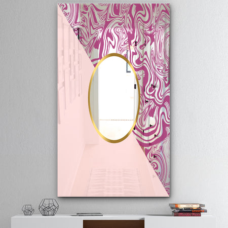 Marbled Pink Marble 1 - Mid-Century Mirror - Wall Mirror