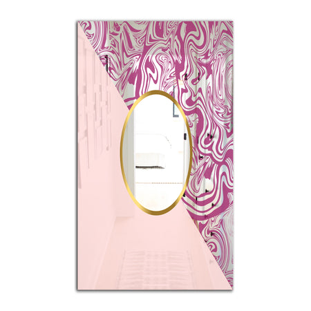 Marbled Pink Marble 1 - Mid-Century Mirror - Wall Mirror