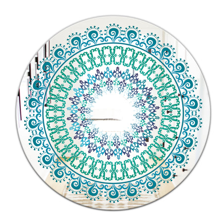 Blue Mandala - Bohemian and Eclectic Mirror - Oval or Round Wall Mirror