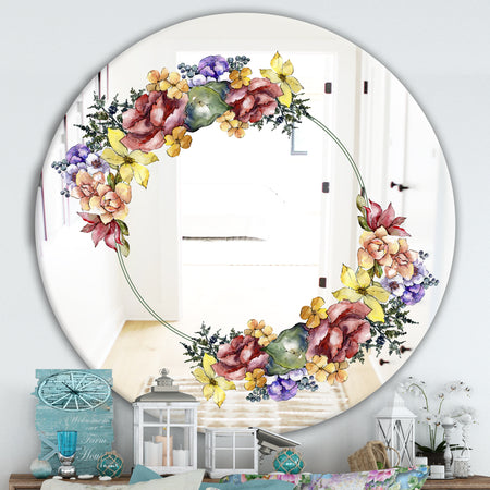 Colorful Bouquet Flower - Cabin and Lodge Mirror - Oval or Round Decorative Mirror