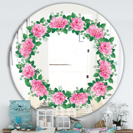 Romantic Floral Wreath - Cabin and Lodge Mirror - Oval or Round Wall Mirror